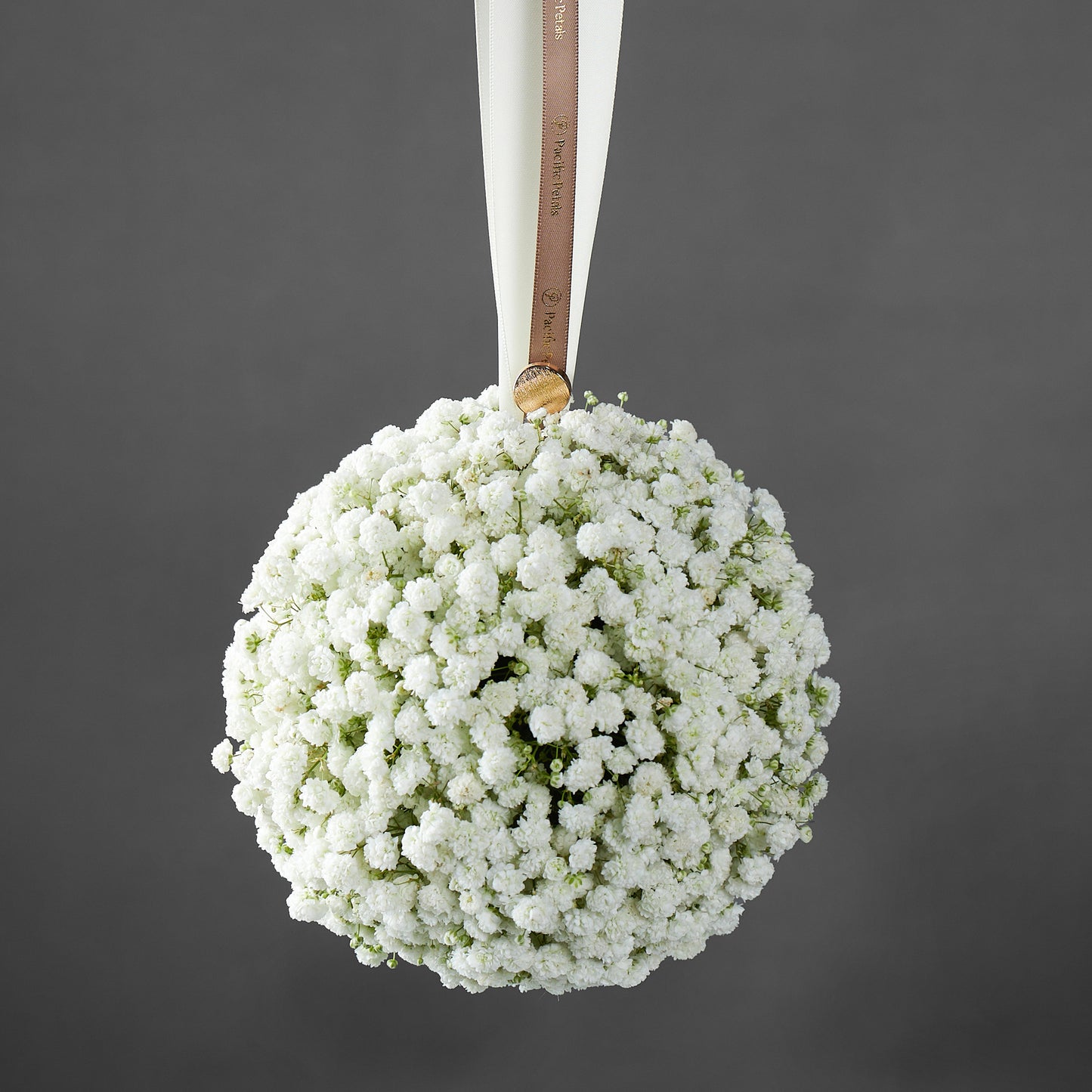 white baby's breath pomander bouquet