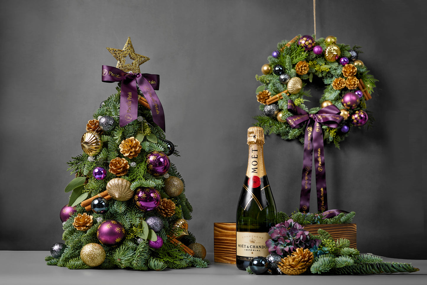 Magical flower arrangement with Moët