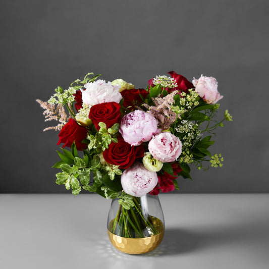 stunning bouquet featuring Peony, rose, alstromeria, astilbe & Greenery