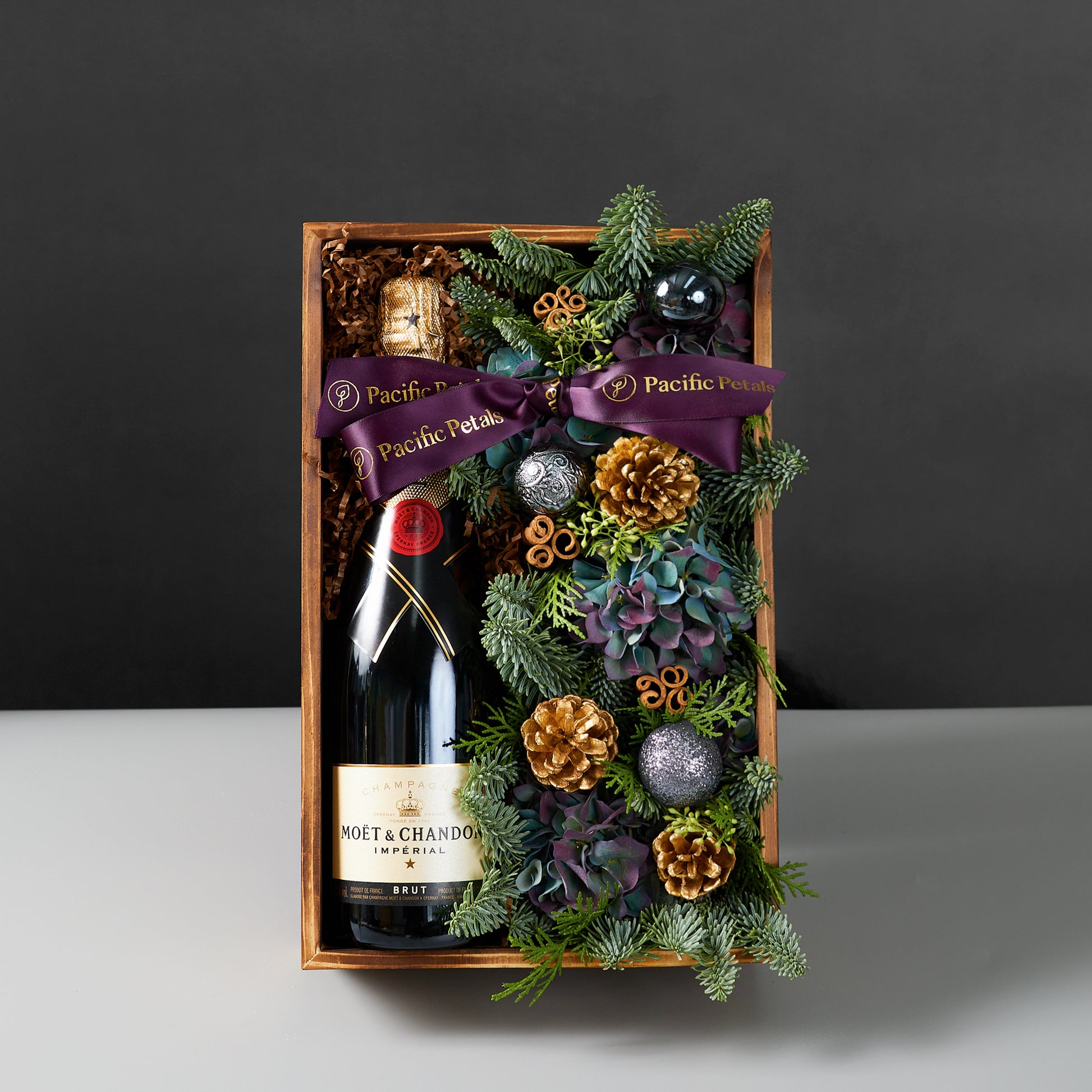 Magical flower arrangement with Moët